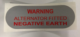 Mini & Moke Alternator Negative Earth Sticker